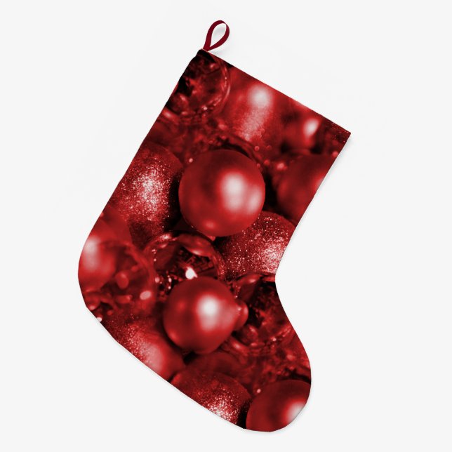 Red Christmas Baubles Großer Weihnachtsstrumpf (Vorderansicht (hängend))