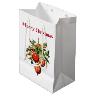 Red Christmas Baubles mit Holly Festivals Mittlere Geschenktüte