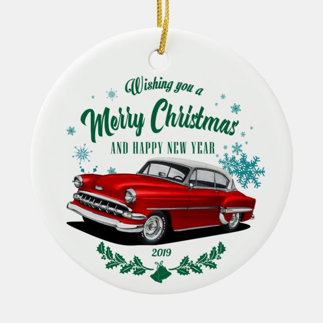 Red Christmas Bel Air Keramik Ornament (Vorne)