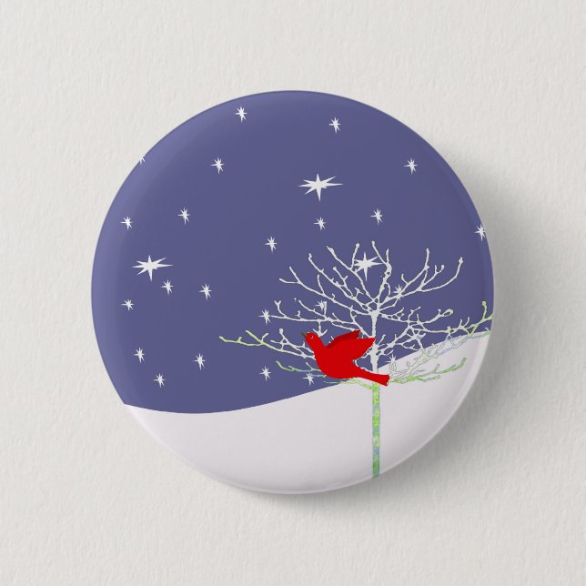 Red Christmas Bird Button (Vorderseite)