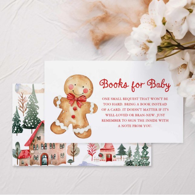 Red Christmas Books für Baby Enclosure Card Begleitkarte (Gingerbread Christmas Baby Shower Books for Baby Card)