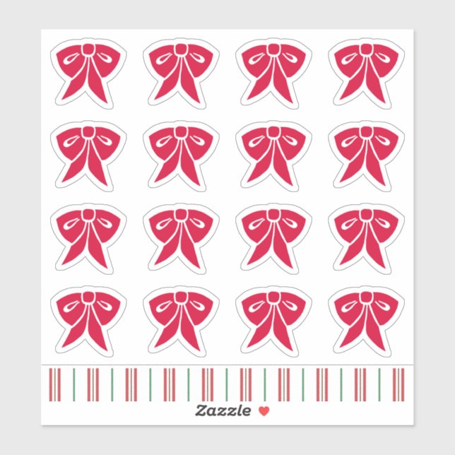 Red Christmas Bow Stickers Aufkleber (Blatt)