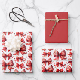 Red Christmas Bows Geschenkpapier Set