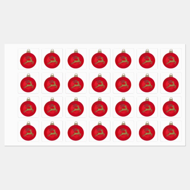 RED CHRISTMAS BUBBLE ETIKETTEN (Blatt)