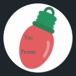 Red Christmas Bulb Geschenkmarke Stickers<br><div class="desc">Lassen Sie Ihre Geschenke dieses Jahr mit diesem Geschenketikett besonders niedlich aussehen.</div>