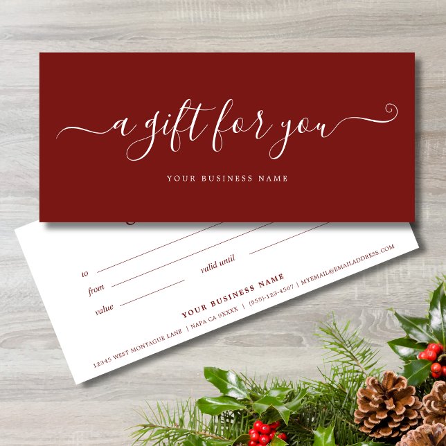 Red Christmas Business Geschenkgutschein Einfach (Red Business Gift Certificates)