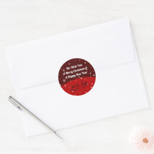 Red Christmas Business Logo Holiday Gruß Class Runder Aufkleber