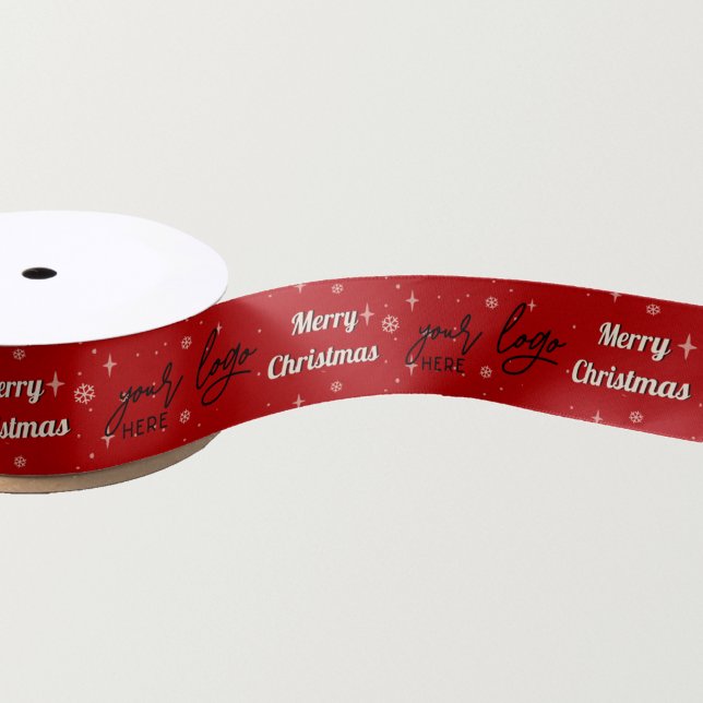 Red Christmas Business Logo Holiday Gruß Satin Satinband (Von Creator hochgeladen)