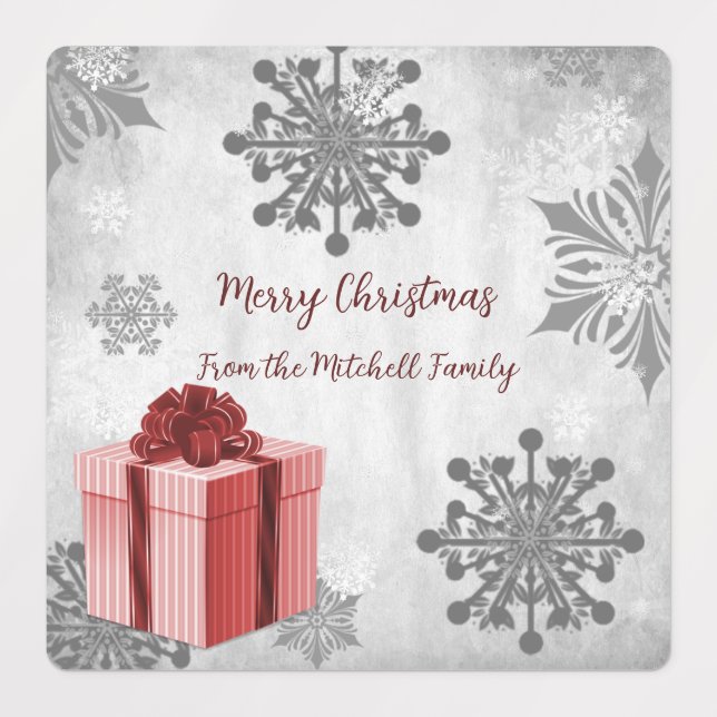 Red Christmas Cadeau de vacances Étiquettes de cui (Design 1)