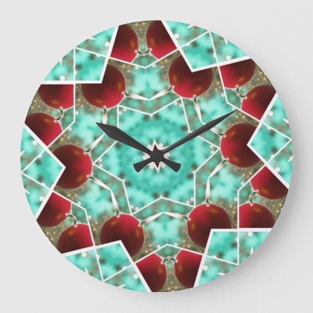 Red Christmas Candle Große Wanduhr (Vorderseite)