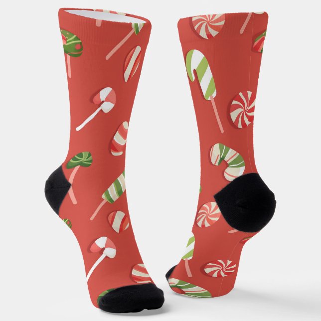 Red Christmas Candy Socken (Gewinkelt)