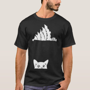 Red Christmas Cat Tipping Weihnachtsbaum über Meow T-Shirt