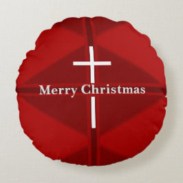 Red Christmas Christlich Cross Round Kissen