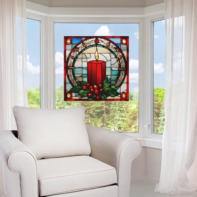 Red Christmas Cndl Imitats verklebt Glasfenster Fensteraufkleber (Von Creator hochgeladen)