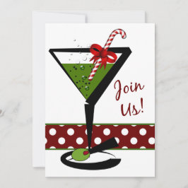 Red Christmas Cocktails Party Einladung