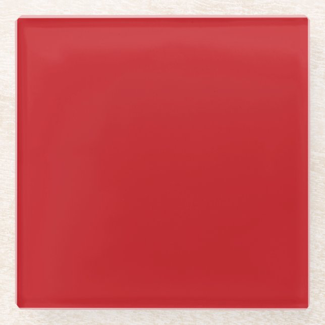 Red Christmas Color Square Glass Coaster Glasuntersetzer (Vorderseite)