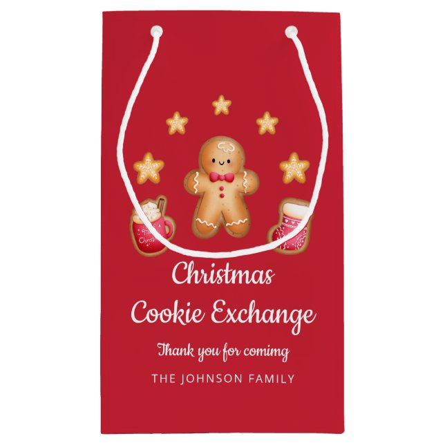 Red Christmas Cookie Exchange Niedlich Gingerbrot  Kleine Geschenktüte (Rückseite)