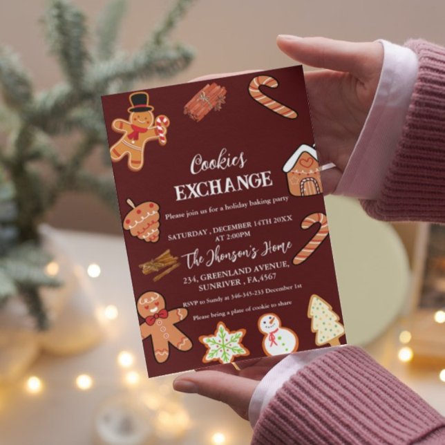 Red Christmas Cookies Exchange Party Einladung (Von Creator hochgeladen)
