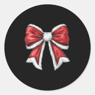 Red Christmas Coquette Bow Santa Runder Aufkleber
