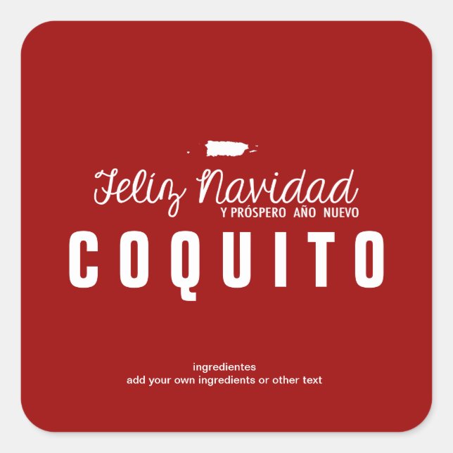 Red Christmas Coquito Quadratischer Aufkleber (Vorderseite)