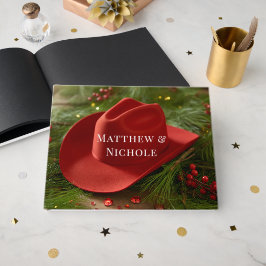 Red Christmas Cowboy Hat Wedding Gästebuch