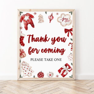 Red Christmas Danke, dass du mit einer Babydusche  Poster