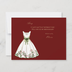 Red Christmas Decor Bridesmaid Vorschlag Card Save The Date