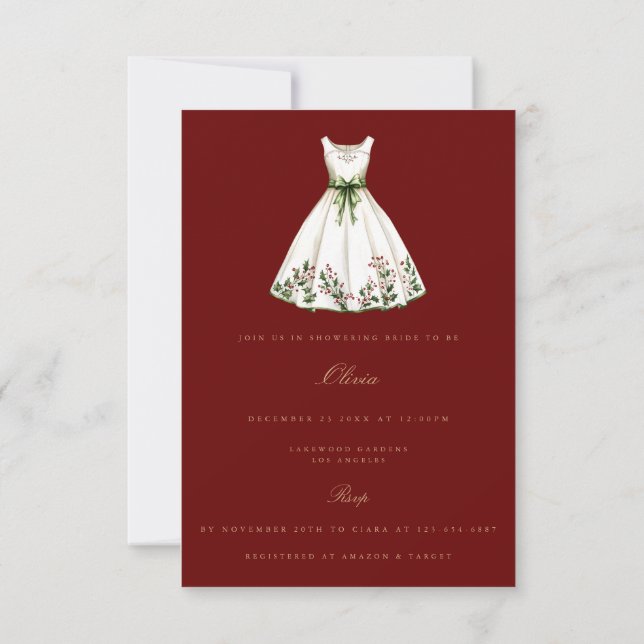 Red Christmas Décor nuptiale Shower Invitation (Dos)