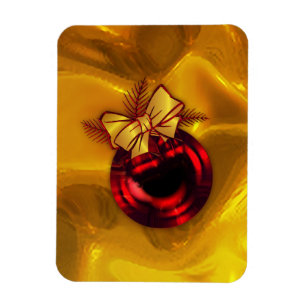 Red Christmas Decoration auf Gold Magnet