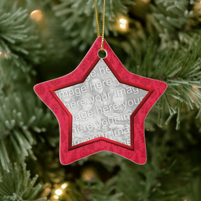 Red Christmas Decorative Star Foto Keramikornament (Baum)
