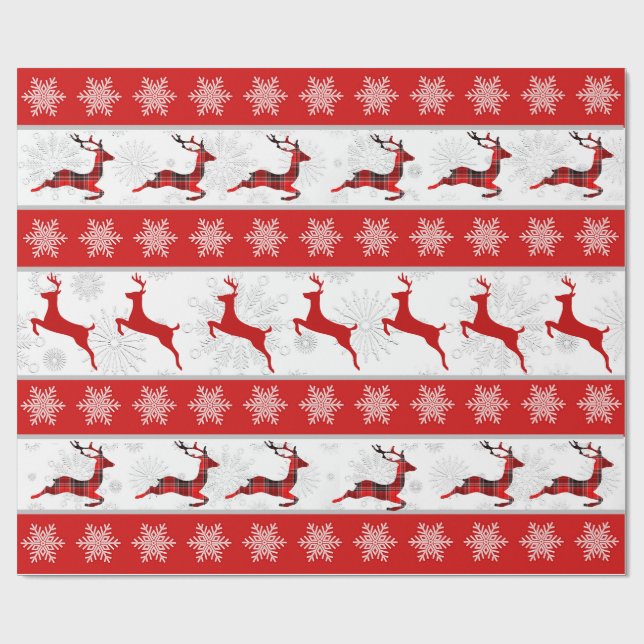 Red Christmas Deh Red & White Snowflake Muster Geschenkpapier (Flach)