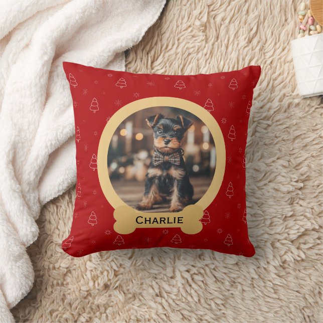 Red Christmas Dog Name Holiday Keepsake Kissen (Decke)