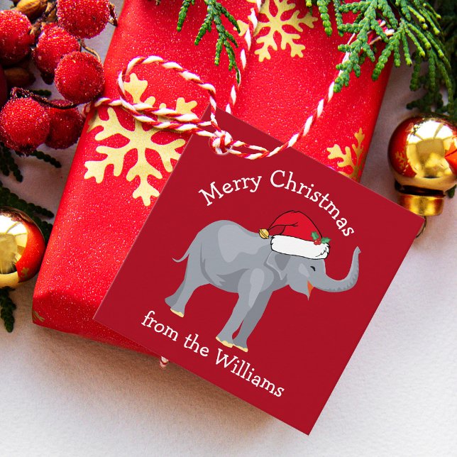 Red Christmas Elephant Niedlich Custom Party Geschenkanhänger (Von Creator hochgeladen)