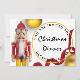 Red Christmas Eve Dinner White gold Nutcracker Einladung