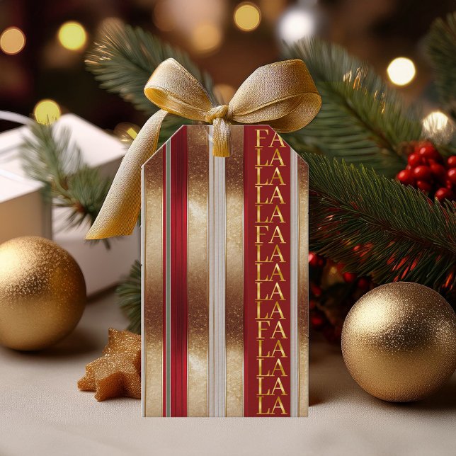 Red Christmas Fa La La Pattern#27 ID1009 Geschenkanhänger (Von Creator hochgeladen)