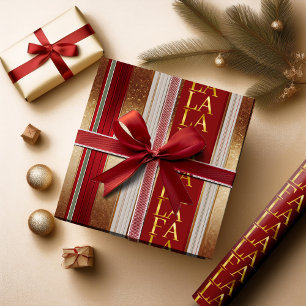Red Christmas Fa La La Pattern#27 ID1009 Geschenkpapier