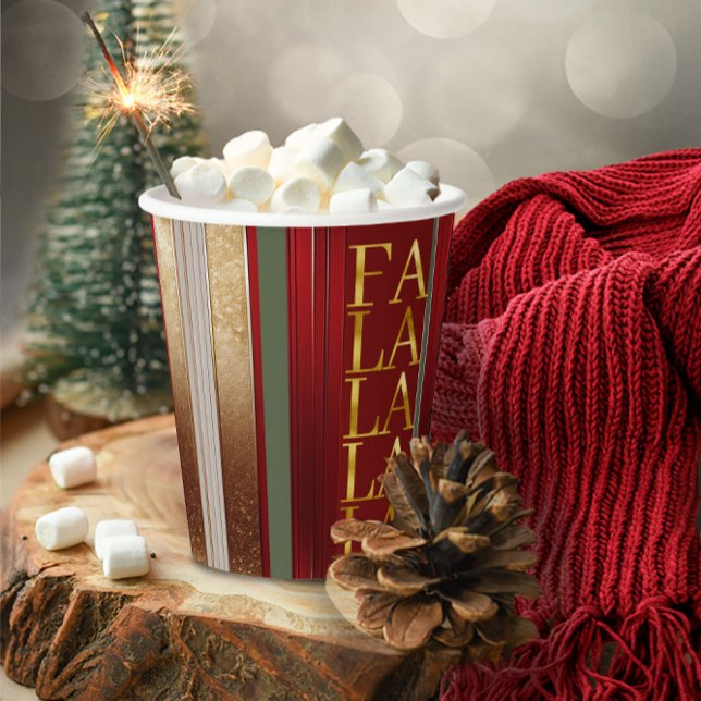 Red Christmas Fa La La Pattern#27 ID1009 Pappbecher (Von Creator hochgeladen)