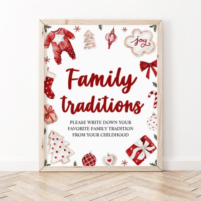 Red Christmas Family Traditionen Baby Dusche Schil Poster (Von Creator hochgeladen)