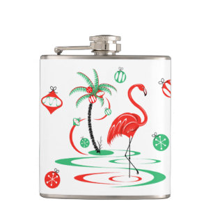 Red Christmas Flamingo Baubles Flasche klein Flachmann
