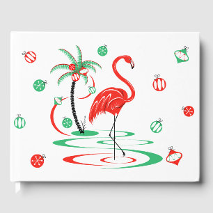 Red Christmas Flamingo Baubles Gästebuch