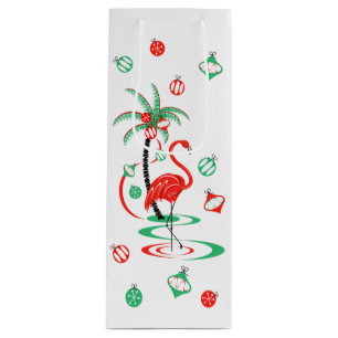 Red Christmas Flamingo Baubles Geschenktasche Wein Geschenktüte Für Weinflaschen