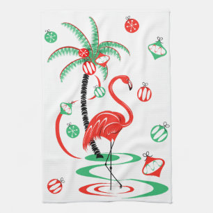 Red Christmas Flamingo Baubles Küchentuch