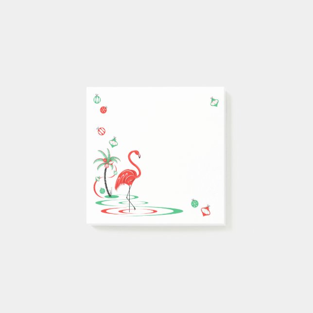 Red Christmas Flamingo Baubles Platz Post-it Klebezettel (Vorderseite)