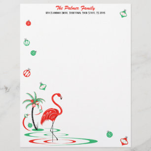 Red Christmas Flamingo Baubles Text