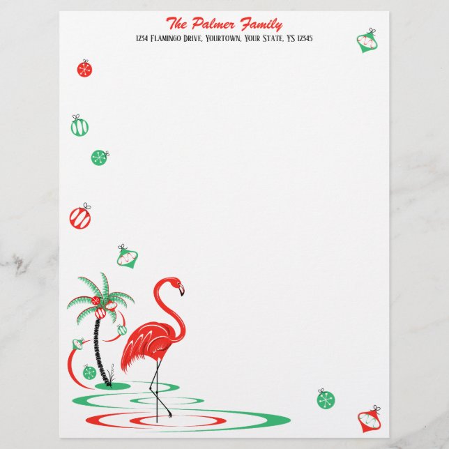Red Christmas Flamingo Baubles Text (Vorderseite)