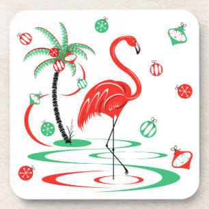 Red Christmas Flamingo Baubles Untersetzer Kunstst