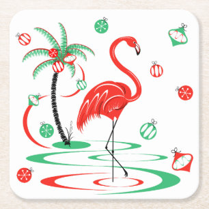 Red Christmas Flamingo Baubles Untersetzer Platz