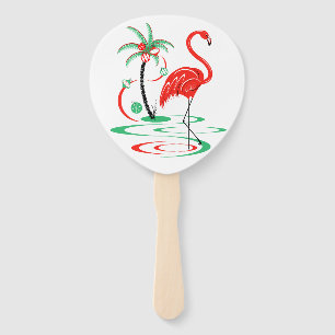 Red Christmas Flamingo Fan Paddle Fächer
