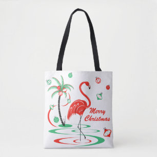 Red Christmas Flamingo Frohe Weihnachten überall Tasche