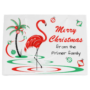 Red Christmas Flamingo Frohe Weihnachts Text groß Große Geschenktüte